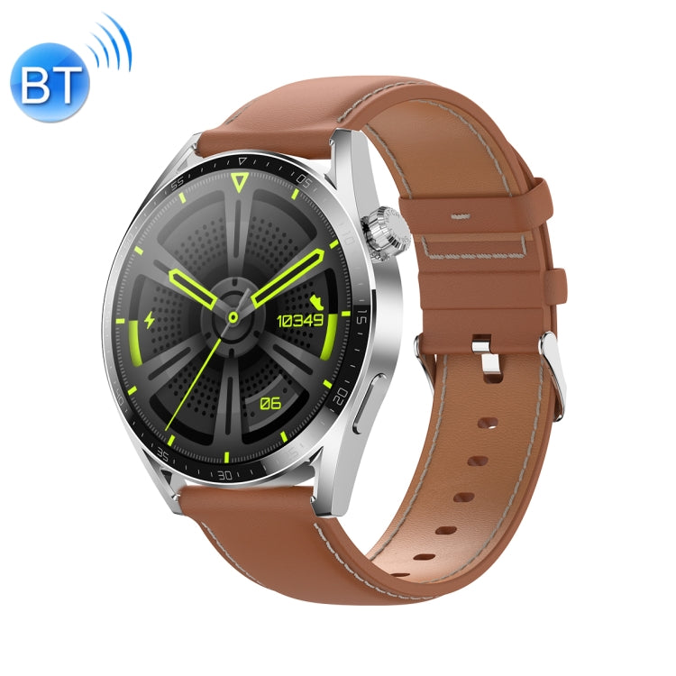 Ochstin 5HK3 Plus 1.36 inch Round Screen Bluetooth Smart Watch, Strap:Leather(Silver) - Smart Watches by OCHSTIN | Online Shopping UK | buy2fix