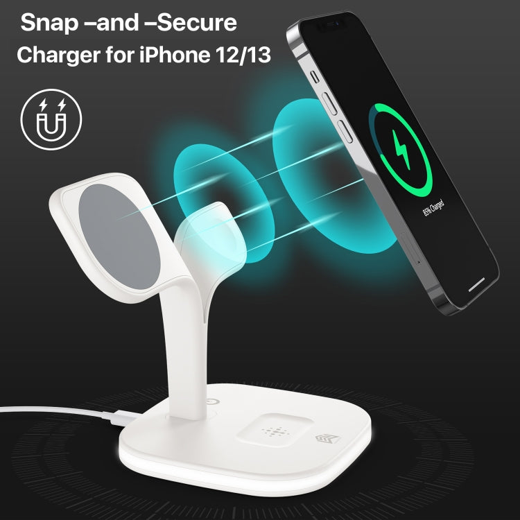 SoulBytes YM-UD22 15W 5 in 1 Magnetic Wireless Charger with Stand Function(White) - Apple Accessories by Soulbytes | Online Shopping UK | buy2fix