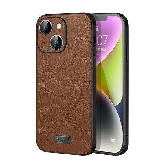For iPhone 14 SULADA Shockproof TPU + Handmade Leather Phone Case(Brown) - iPhone 14 Cases by SULADA | Online Shopping UK | buy2fix