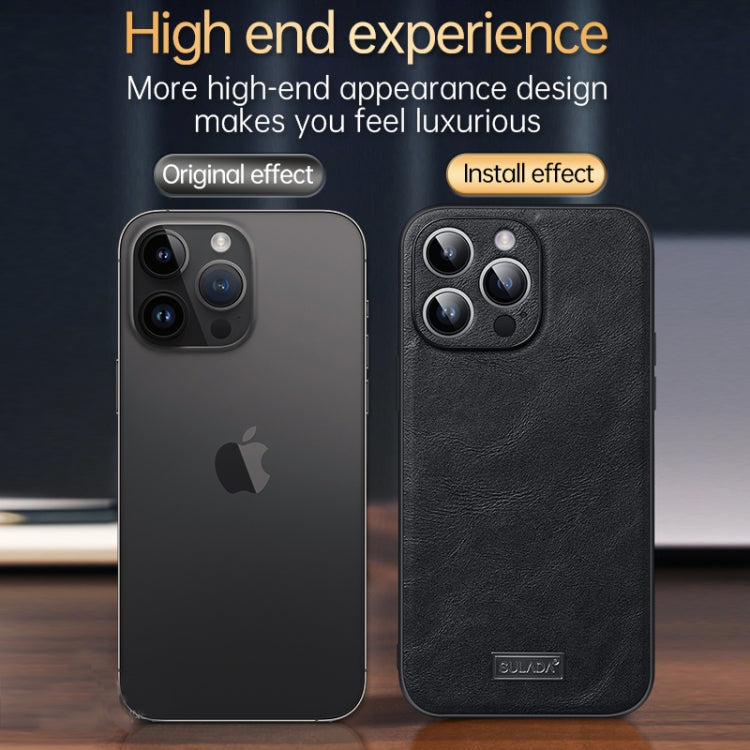 For iPhone 14 Pro SULADA Shockproof TPU + Handmade Leather Phone Case(Brown) - iPhone 14 Pro Cases by SULADA | Online Shopping UK | buy2fix