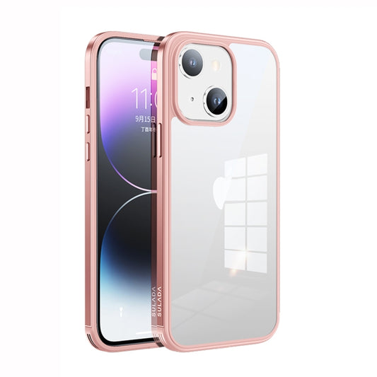 For iPhone 14 SULADA Metal Frame + Nano Glass + TPU Phone Case(Pink) - iPhone 14 Cases by SULADA | Online Shopping UK | buy2fix