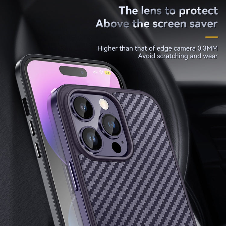 For iPhone 14 SULADA Carbon Fiber Textured Shockproof Metal + TPU Frame Case(Black) - iPhone 14 Cases by SULADA | Online Shopping UK | buy2fix