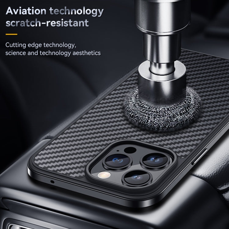 For iPhone 14 Pro SULADA Carbon Fiber Textured Shockproof Metal + TPU Frame Case(Black) - iPhone 14 Pro Cases by SULADA | Online Shopping UK | buy2fix