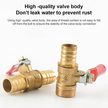 LAIZE Pneumatic Hose Connector Copper Ball Valve, Specification:Outside 2-Barb 10mm -  by LAIZE | Online Shopping UK | buy2fix