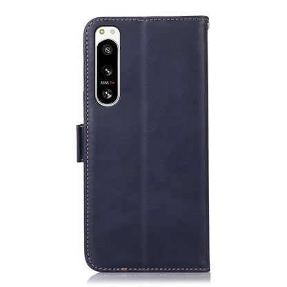 For Sony Xperia 5 IV Crazy Horse Top Layer Cowhide Leather Phone Case(Blue) - Sony Cases by buy2fix | Online Shopping UK | buy2fix