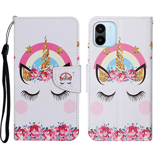 For Xiaomi Redmi A1 Colored Drawing Pattern Leather Phone Case(Crown Unicorn) - Xiaomi Cases by buy2fix | Online Shopping UK | buy2fix