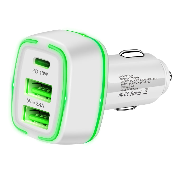 ACC-178 30W Dual USB+USB-C/Type-C Fast Charge Car Charger(White) - In Car by buy2fix | Online Shopping UK | buy2fix