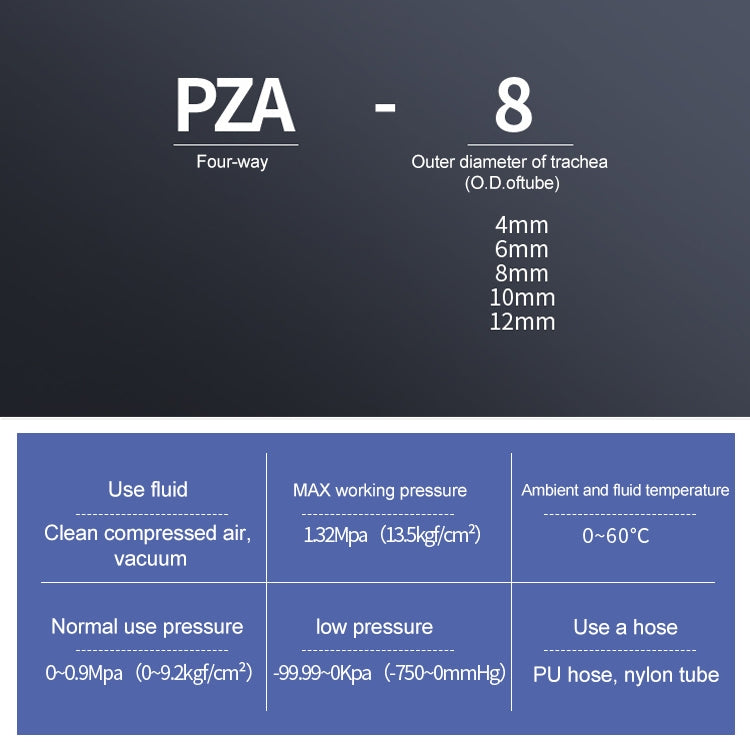 PZA-8 LAIZE 10pcs Plastic PZA Four-way Pneumatic Quick Fitting Connector -  by LAIZE | Online Shopping UK | buy2fix