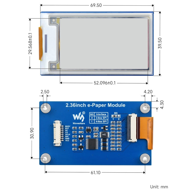 Waveshare 2.36 inch 296×168 E-paper Module - Mini PC Accessories by WAVESHARE | Online Shopping UK | buy2fix