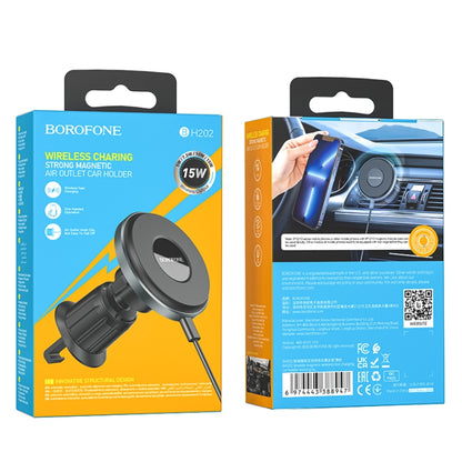 Borofone BH202 Seaside Magnetic Wireless Fast Charging Car Holder(Metal Grey) - In Car by Borofone | Online Shopping UK | buy2fix
