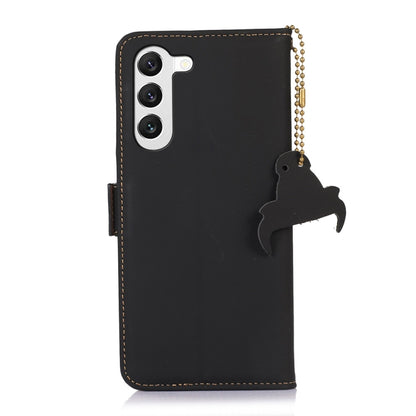 For Samsung Galaxy S22+ 5G Genuine Leather Magnetic RFID Leather Phone Case(Black) - Galaxy S22+ 5G Cases by buy2fix | Online Shopping UK | buy2fix