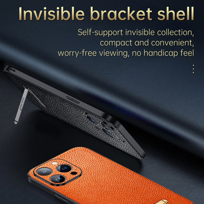 For iPhone 13 Pro SULADA Invisible Bracket Leather Back Cover Phone Case(Orange) - iPhone 13 Pro Cases by SULADA | Online Shopping UK | buy2fix