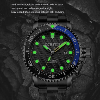 OCHSTIN 7003A Multifunctional Quartz Waterproof Luminous Steel Strap Men Watch(Silver+Green) - Metal Strap Watches by OCHSTIN | Online Shopping UK | buy2fix