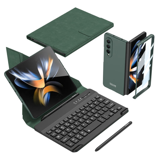 For Samsung Galaxy Z Fold4 GKK Magnetic Folding Bluetooth Keyboard Leather Case with Pen(Green) - Samsung Keyboard by GKK | Online Shopping UK | buy2fix