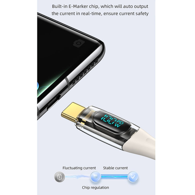 USAMS Type-C to Type-C PD100W Aluminum Alloy Transparent Digital Display Fast Charge Data Cable, Cable Length:1.2m(Purple) -  by USAMS | Online Shopping UK | buy2fix