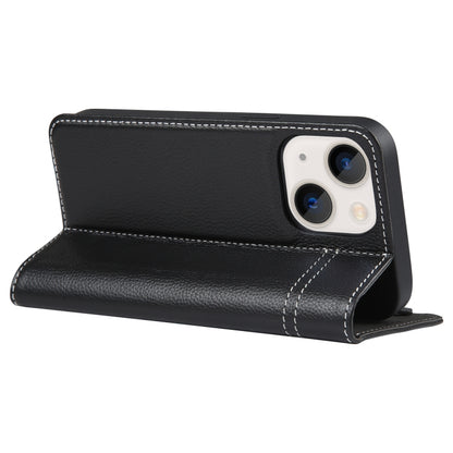 For iPhone 13 GEBEI Top-grain Horizontal Flip Leather Phone Case(Black) - iPhone 13 Cases by GEBEI | Online Shopping UK | buy2fix