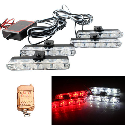 4 in 1 Car 16LEDs Grille Flash Lights Warning Lights with Wireless Remote Control(White Red) - In Car by buy2fix | Online Shopping UK | buy2fix