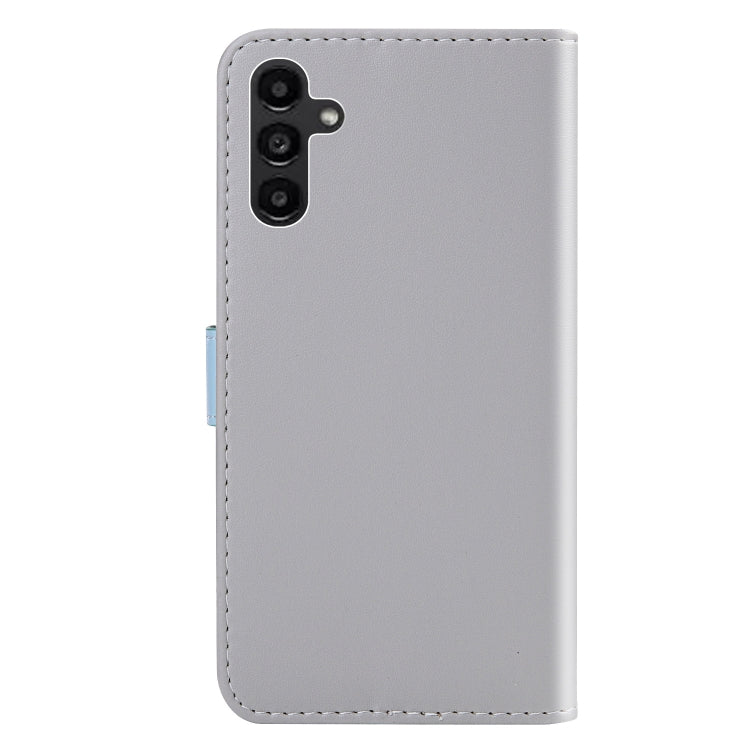 For Samsung Galaxy A14 5G Tricolor Stitching Flip Leather Phone Case(Grey) - Galaxy Phone Cases by buy2fix | Online Shopping UK | buy2fix