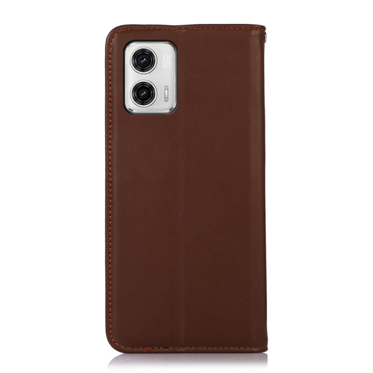 For Motorola Moto G73 5G KHAZNEH Nappa Top Layer Cowhide Leather Phone Case(Brown) - Motorola Cases by buy2fix | Online Shopping UK | buy2fix