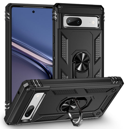 For Google Pixel 7a Shockproof TPU + PC Phone Case with Holder(Black) - Google Cases by buy2fix | Online Shopping UK | buy2fix