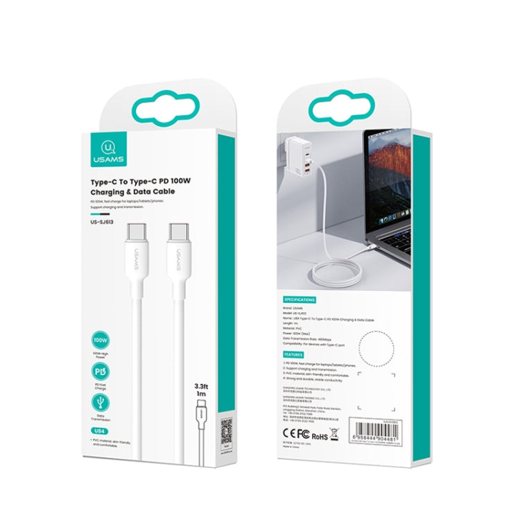 USAMS US-SJ613 U84 PD100W USB-C / Type-C to USB-C / Type-C Charging Data Cable, Cable Length:1m(White) -  by USAMS | Online Shopping UK | buy2fix