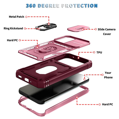 For Samsung Galaxy A54 5G Sliding Camshield TPU + PC Phone Case(Pink+Red) - Galaxy Phone Cases by buy2fix | Online Shopping UK | buy2fix