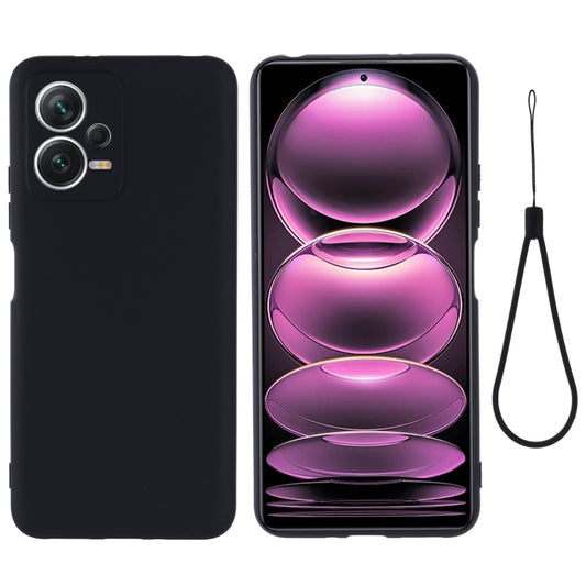 For Xiaomi Redmi Note 12 5G India / Poco X5 Pure Color Liquid Silicone Shockproof Full Coverage Phone Case(Black) - Note 12 Cases by buy2fix | Online Shopping UK | buy2fix