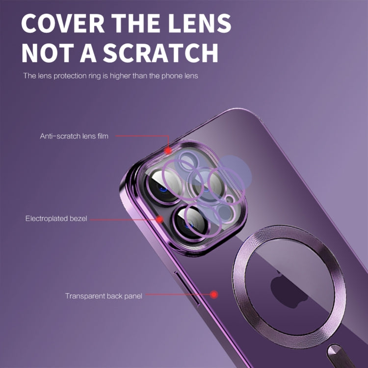 For iPhone 13 CD Texture Plating TPU MagSafe Phone Case with Lens Film(Dark Purple) - iPhone 13 Cases by buy2fix | Online Shopping UK | buy2fix