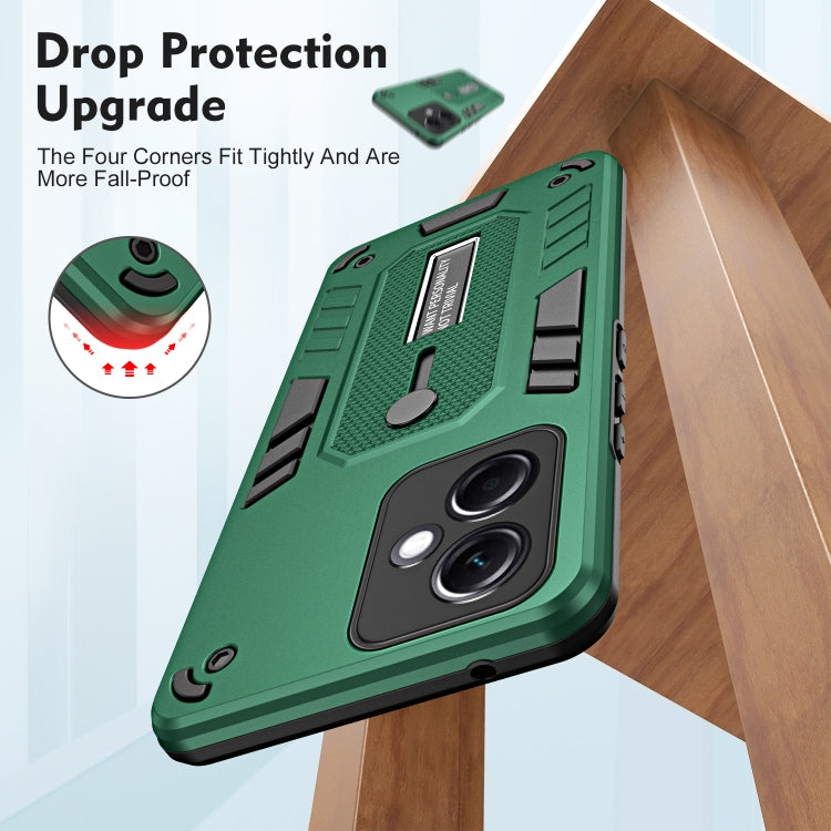 For Xiaomi Redmi Note 12 5G / Poco X5 Variety Brave Armor Finger Loop Holder Phone Case(Green) - Note 12 Cases by buy2fix | Online Shopping UK | buy2fix