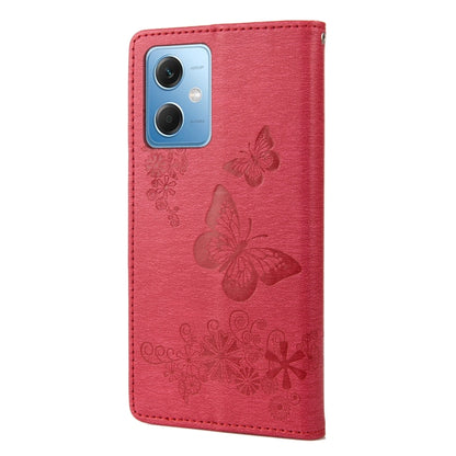 For Xiaomi Redmi Note 12 5G Global / Poco X5 5G Butterfly Embossed Horizontal Flip Leather Phone Case(Red) - Note 12 Cases by buy2fix | Online Shopping UK | buy2fix
