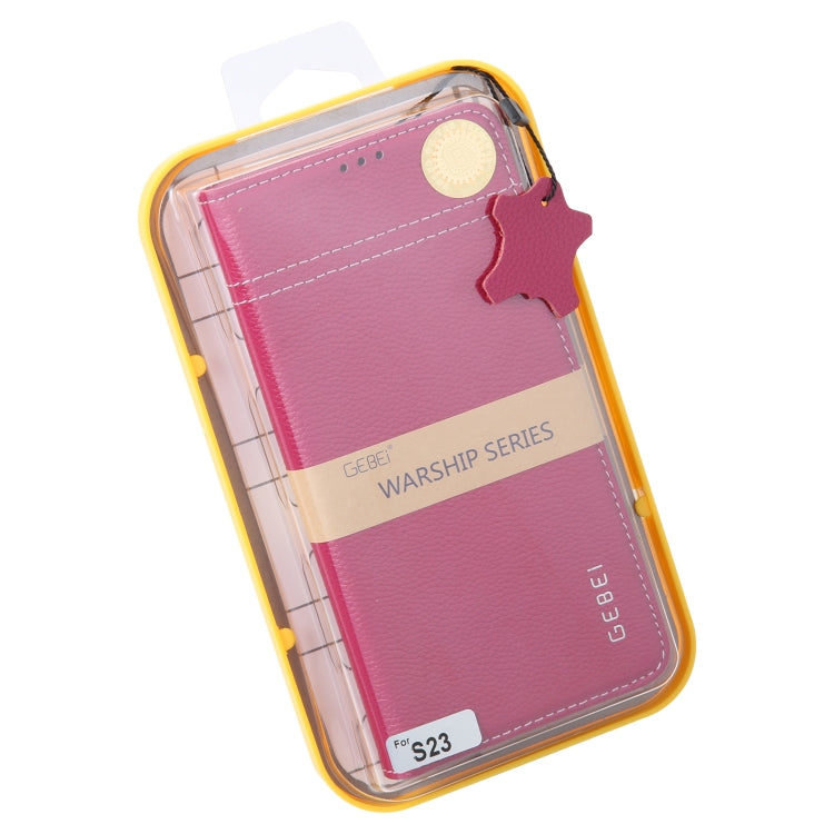 For Samsung Galaxy S23 5G GEBEI Top-grain Horizontal Flip Leather Phone Case(Rose Red) - Galaxy S23 5G Cases by GEBEI | Online Shopping UK | buy2fix