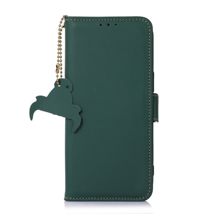 For Sony Xperia 10 V Genuine Leather Magnetic RFID Leather Phone Case(Green) - Sony Cases by buy2fix | Online Shopping UK | buy2fix