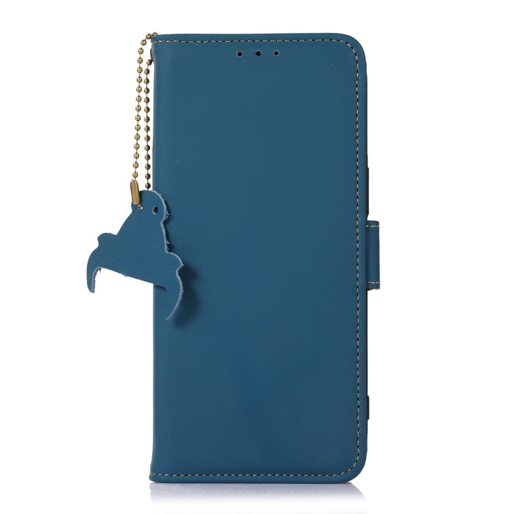 For Sony Xperia 10 V Genuine Leather Magnetic RFID Leather Phone Case(Blue) - Sony Cases by buy2fix | Online Shopping UK | buy2fix