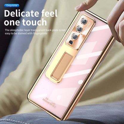 For Samsung Galaxy Z Fold4 5G Magnetic Hinges Plating Phone Case with Holder(Champagne Gold) - Galaxy Z Fold4 5G Cases by buy2fix | Online Shopping UK | buy2fix