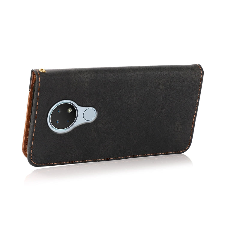 For Nokia 6.2 / 7.2 Dual-color Stitching Leather Phone Case(Black Brown) - Nokia Cases by buy2fix | Online Shopping UK | buy2fix