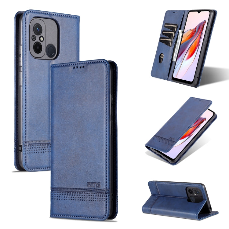 For Xiaomi Redmi 12C / Redmi 11A / Poco C55 AZNS Magnetic Calf Texture Flip Leather Phone Case(Dark Blue) - Xiaomi Cases by AZNS | Online Shopping UK | buy2fix