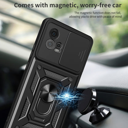 For Motorola Moto G72 Sliding Camera Cover Design TPU+PC Phone Case(Black) - Motorola Cases by buy2fix | Online Shopping UK | buy2fix