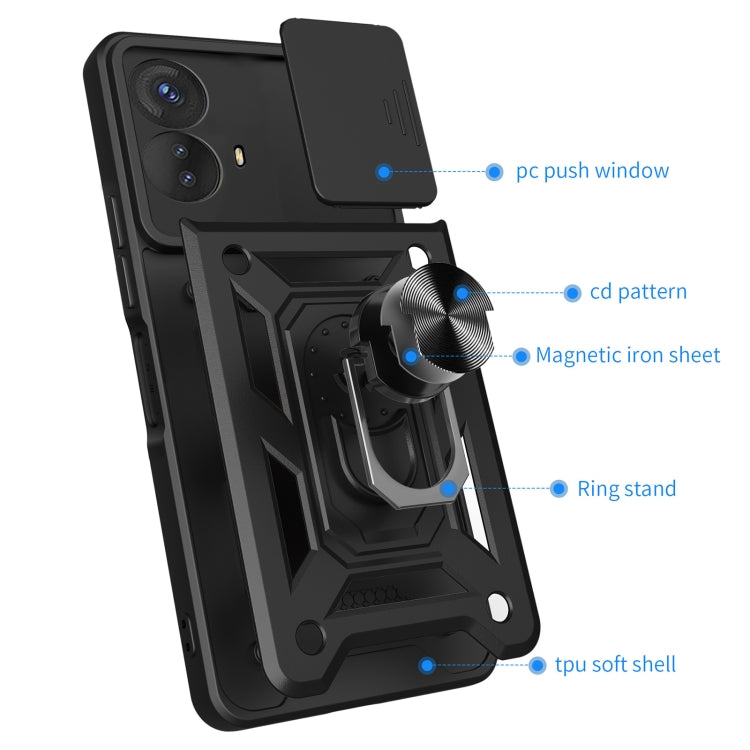 For Motorola Moto G73 5G Sliding Camera Cover Design TPU+PC Phone Case(Blue) - Motorola Cases by buy2fix | Online Shopping UK | buy2fix