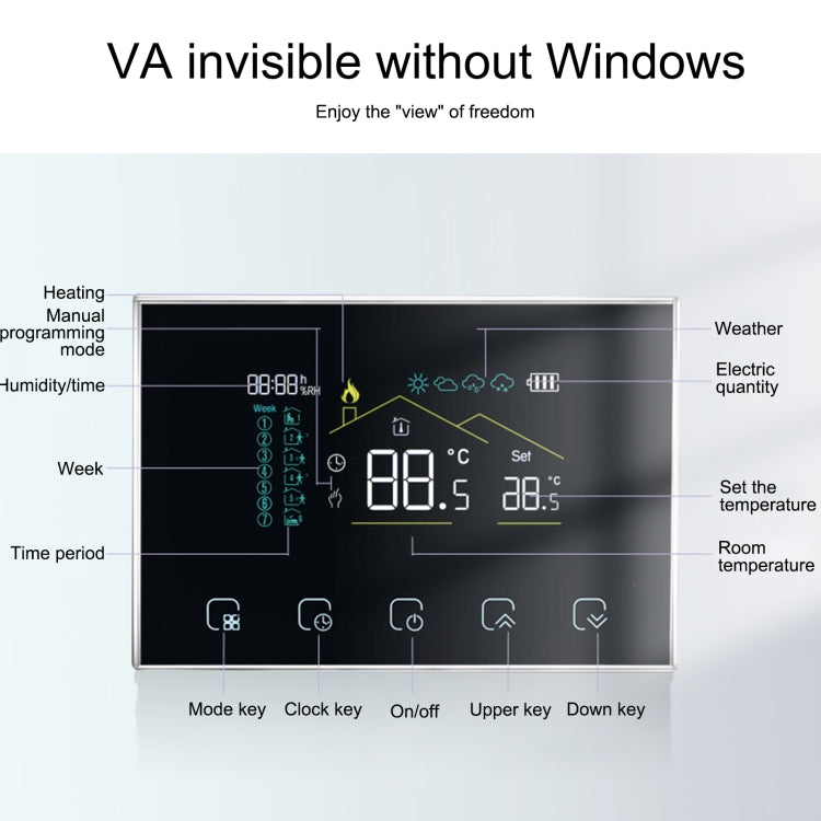 BHT-8000RF-VA- GCW Wireless Smart LED Screen Thermostat With WiFi, Specification:Boiler Heating - Consumer Electronics by buy2fix | Online Shopping UK | buy2fix