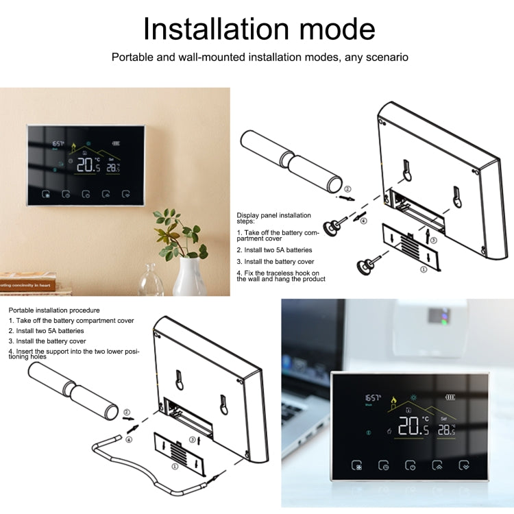 BHT-8000RF-VA- GCW Wireless Smart LED Screen Thermostat With WiFi, Specification:Boiler Heating - Consumer Electronics by buy2fix | Online Shopping UK | buy2fix