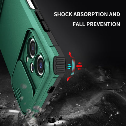 For Xiaomi Redmi Note 12 5G / Poco X5 Stereoscopic Holder Sliding Camshield Phone Case(Green) - Note 12 Cases by buy2fix | Online Shopping UK | buy2fix