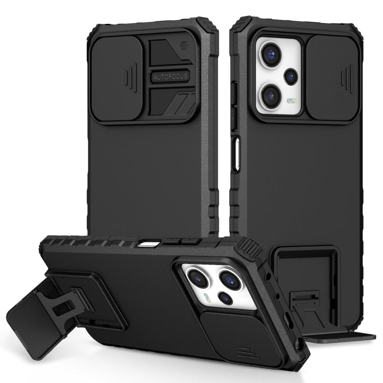 For Xiaomi Redmi Note 12 Pro 5G / Poco X5 Pro Stereoscopic Holder Sliding Camshield Phone Case(Black) - Note 12 Pro Cases by buy2fix | Online Shopping UK | buy2fix