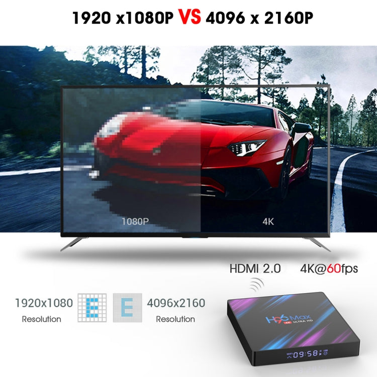 H96 Max-3318 4K Ultra HD Android TV Box with Remote Controller, Android 10.0, RK3318 Quad-Core 64bit Cortex-A53, 4GB+32GB, Support TF Card / USBx2 / AV / Ethernet, Plug Specification:EU Plug - Consumer Electronics by buy2fix | Online Shopping UK | buy2fix