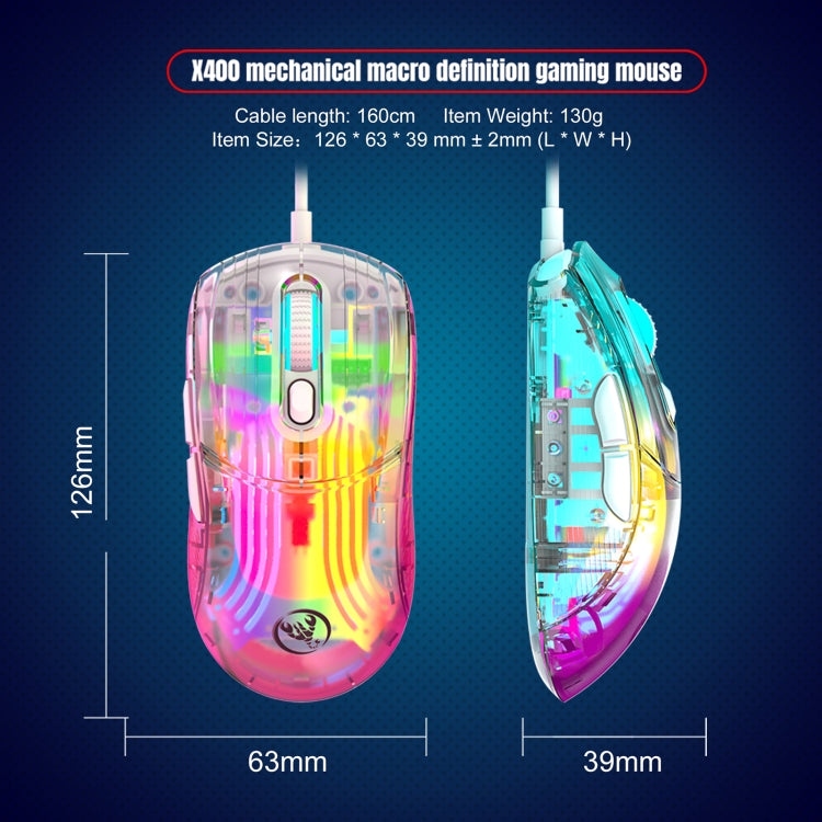 X400 7 Keys Transparent RGB Wired Gaming Mouse -  by buy2fix | Online Shopping UK | buy2fix