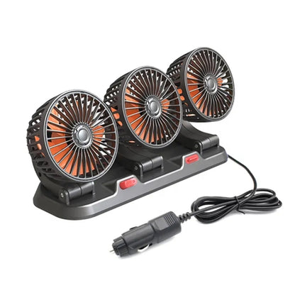 F4310 360-Degree Rotating Adjustable Car Three-Head Fan, Style:24V Cigarette Lighter - In Car by buy2fix | Online Shopping UK | buy2fix