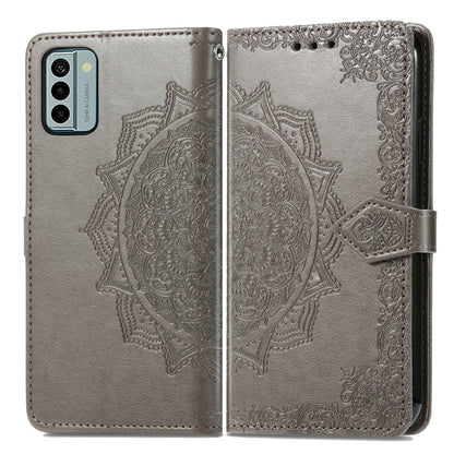 For Nokia G22 Mandala Flower Embossed Leather Phone Case(Grey) - Nokia Cases by buy2fix | Online Shopping UK | buy2fix