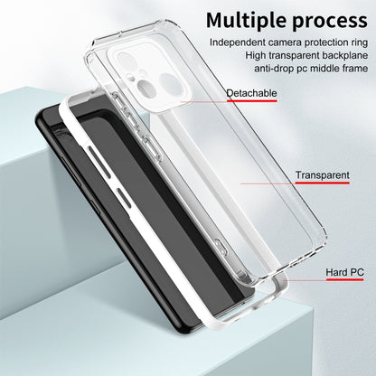 For Xiaomi Redmi 12C 3 in 1 Clear TPU Color PC Frame Phone Case(White) - Xiaomi Cases by buy2fix | Online Shopping UK | buy2fix