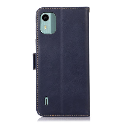 For Nokia C12 4G Crazy Horse Top Layer Cowhide Leather Phone Case(Blue) - Nokia Cases by buy2fix | Online Shopping UK | buy2fix