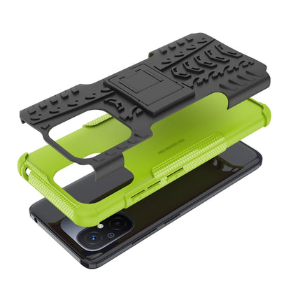 For Xiaomi Redmi 12C Tire Texture TPU + PC Phone Case with Holder(Green) - Xiaomi Cases by buy2fix | Online Shopping UK | buy2fix