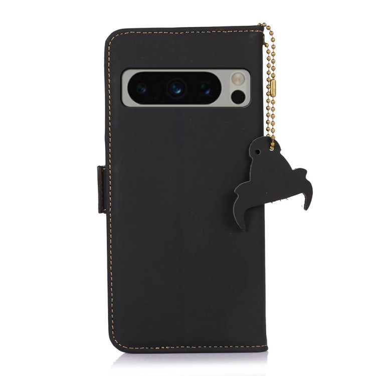 For Google Pixel 8 Pro Genuine Leather Magnetic RFID Leather Phone Case(Black) - Google Cases by buy2fix | Online Shopping UK | buy2fix